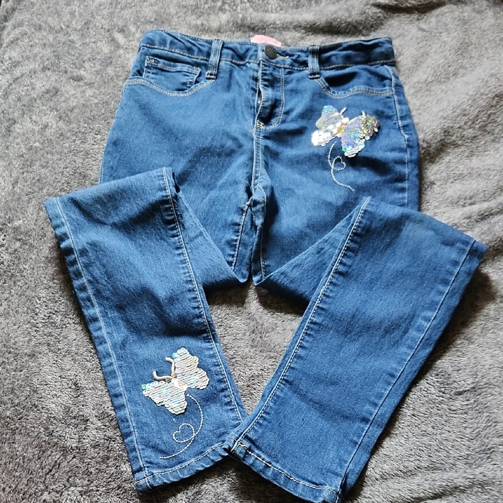 Freestyle Blue Skinny Jeans with Butterfly Detail